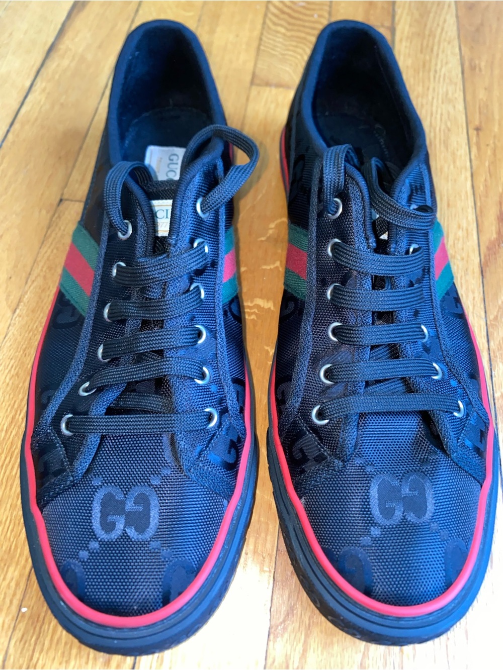 Gucci Tennis 1977 Off The Grid Black GG Sneakers Sz 13
